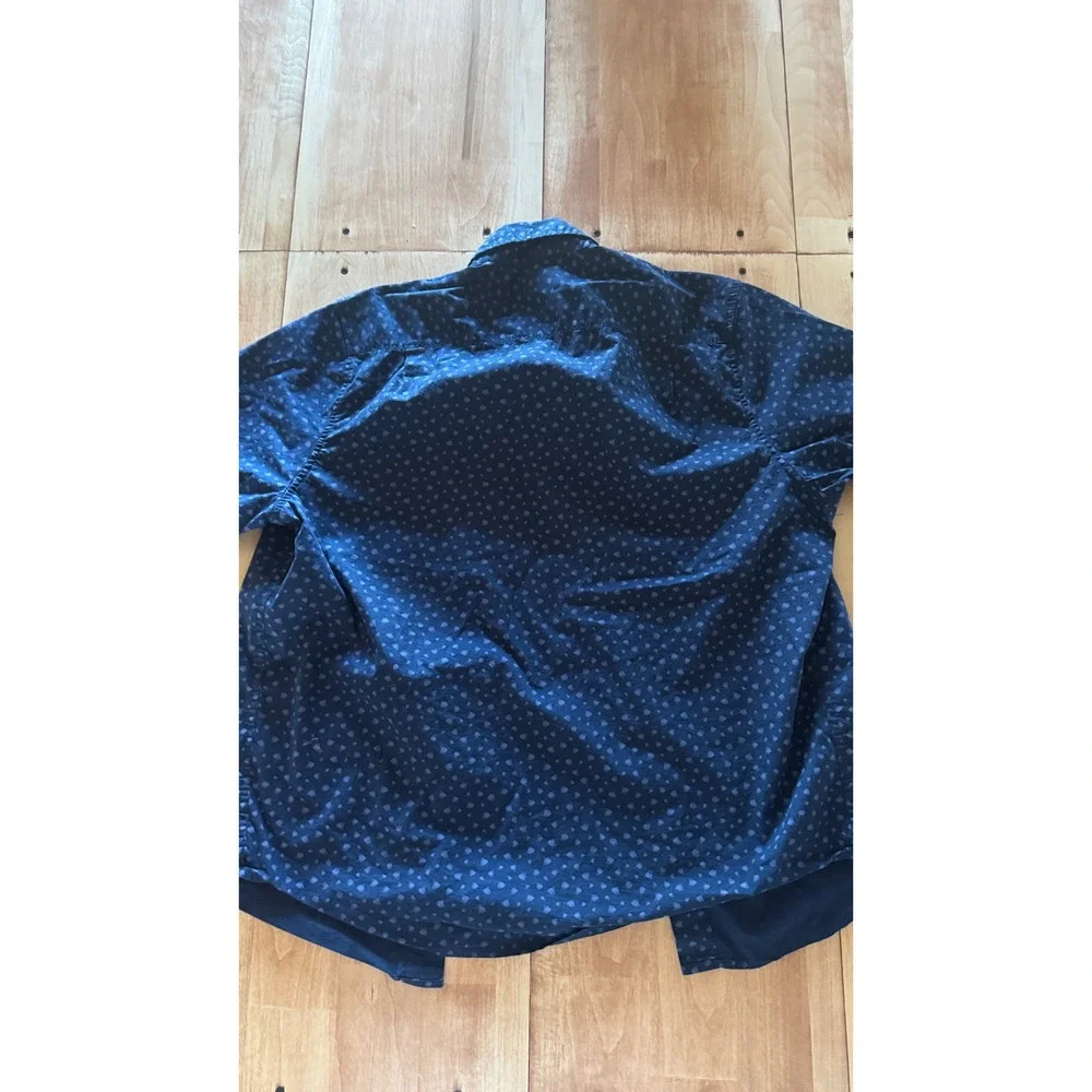 14th & Union Mens Large Navy Blue Micro Print Short Sleeve Button Down Shirt - Picture 5 of 5